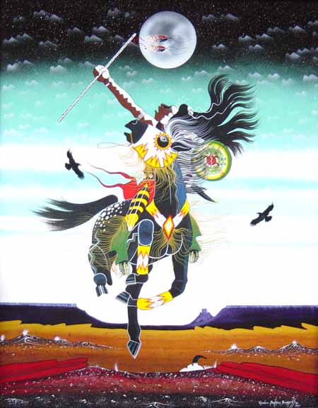 Commanchee painting by Quanah Parker Burgess, Comanche Indian Artist  
